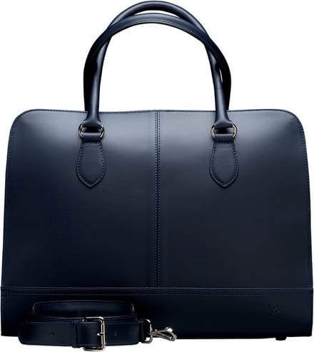 Su.B Laptoptas 15 6 inch - Handtassen Dames- Split Leer- Schoudertas met Laptopvak - Donker Blauw