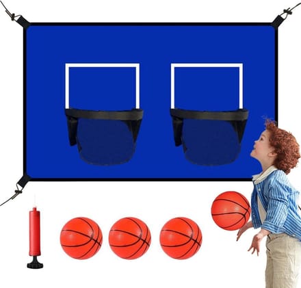 Trampoline Basketbal Hoep - Basketbalspel Accessoire - Actief Spel - Dubbele Hoepel Ontwerp - 80 x 65 cm - Blauw