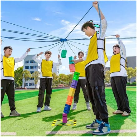 Teambuilding Spel - Groepsactiviteit - Samenwerken Stimuleren - Coöperatief Blokkenstapelen - 10 Stuks - Geel