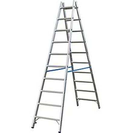 Dubbele trapladder, van aluminium, 2x 10 sporten