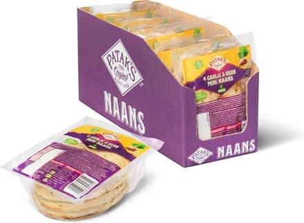 Patak's naanbrood mini - Knoflook & Kruiden - 6 x 188 gram