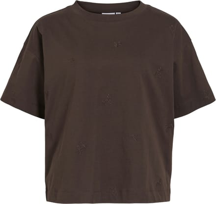 VILA - VIMONIE FLOWER EMB S/S O-NECK/1 - Dames - T-shirts