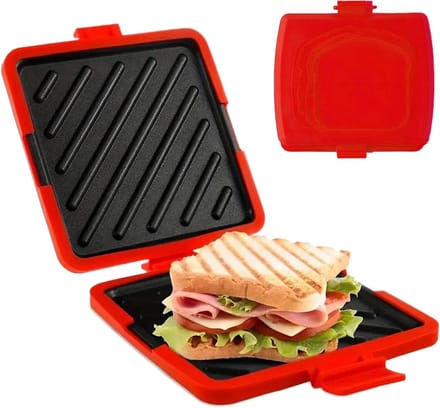 Sandwich Maker - Keuken Gadget - Ontbijt Bereiden - Magnetron Verwarming - 17 cm Breed - Rood
