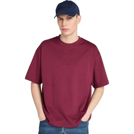 Timberland Hampthon Tonal Stack Logo Tee Burgundy Taglia: M | Magliette basic Outlet | Uomo | Marrone