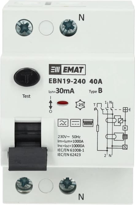 EMAT aardlekschakelaar 2-polig 40A 30mA type B (85002010)