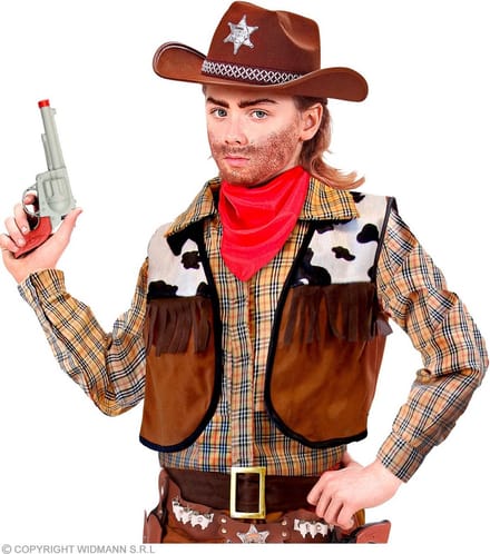 Cowboy pistool zilver plastic