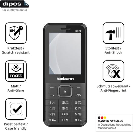 dipos – 2x Matte Pantserfolie geschikt voor Karbonn KX24 | 9H Screenprotector