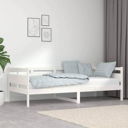 vidaXL - Slaapbank - massief - grenenhout - wit - 90x200 - cm