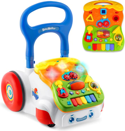 Loopwagen met muziek - wit - 2-in-1 - 40,5x36x46 cm