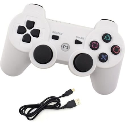 Ps3 Dualshock Controller zonder Draad Dubbele Trilling 6 As(Zesaxis) voor PS3-controller (Wit)