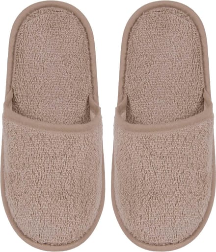 Badslippers Badstof Uni Pure met Zool Taupe Maat 43 - 1 Paar