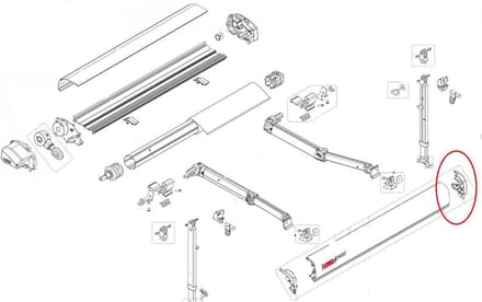 Fiamma F80S Eindkap Lead Rail Rechts Wit