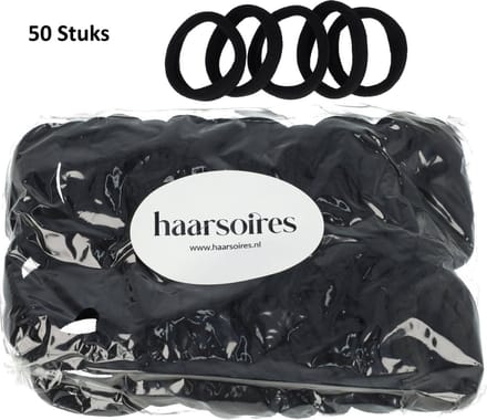 Haarsoires Haarelastieken Basic 4cm - Endless - Zwart - Set van 50 - Eenvoudige Haar Elastieken voor Dagelijks Gebruik