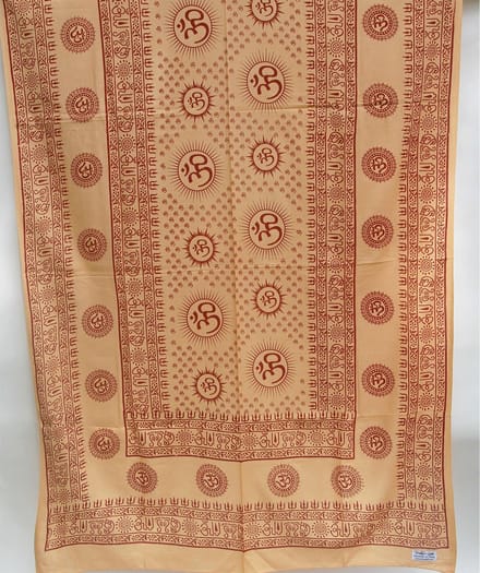 Meditatie omslagdoek met mantra Om, XL, 220 x 106 cm, perzik