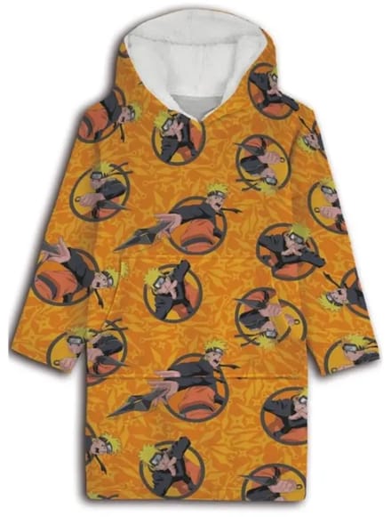 Naruto hoodie poncho geel maat XS - L - polyester