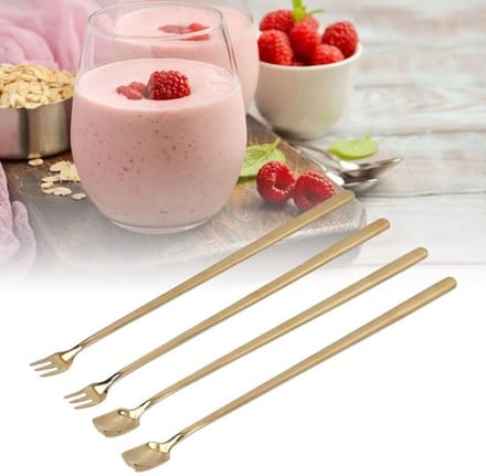 Allecto - Rvs Koffielepel Set - 4-delige set met lange handvatten
