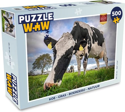 Puzzel Koe - Gras - Boerderij - Natuur - Legpuzzel - Puzzel 500 stukjes