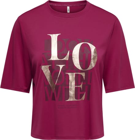 Only Onlfree maya s/s print top box jrs sangria/love