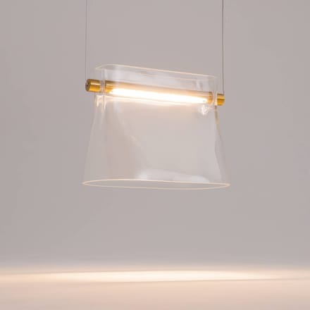 Maytoni glazen hanglamp Cabaret, messing/helder, lengte 25 cm