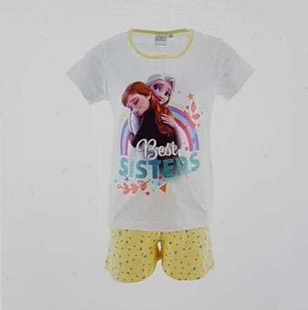 Frozen Shortama Best Sisters Wit/Geel Maat 104