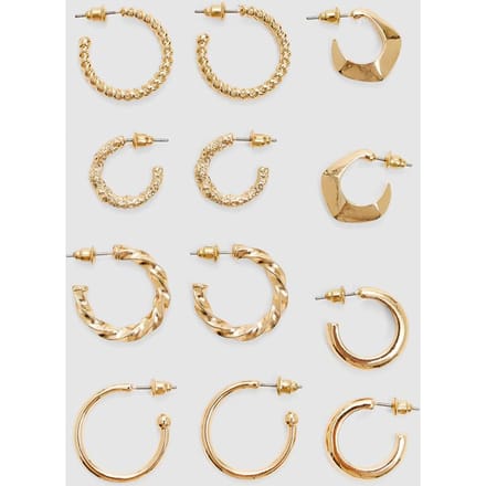 Stradivarius Set van 6 basic oorbellen  Goud OS
