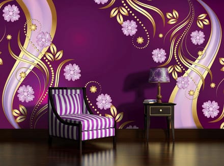 Magenta Flowers Abstrakt Photo Wallcovering