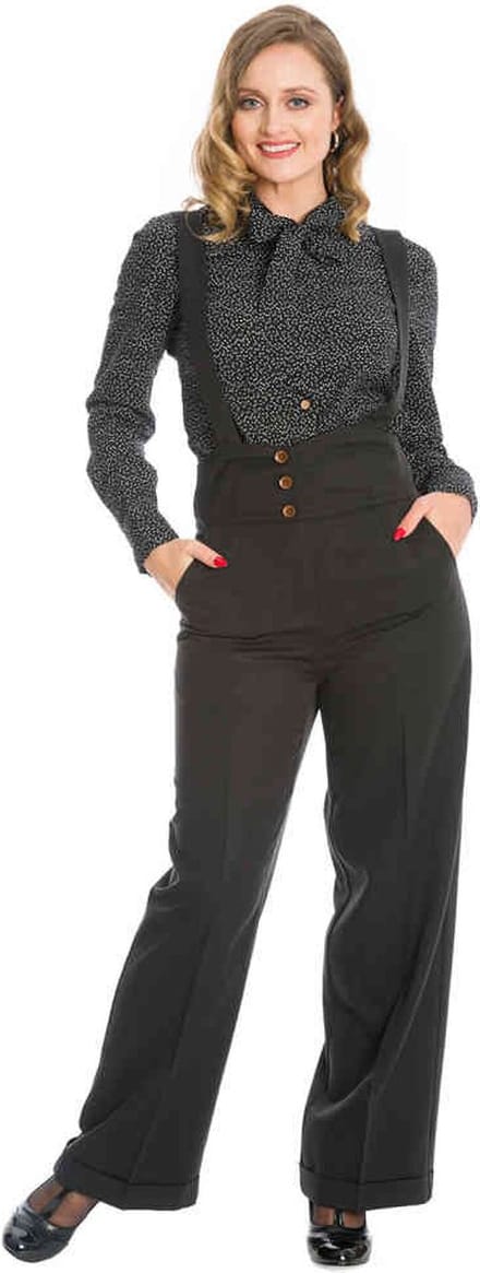 Dancing Days - HEART OF GOLD PUSSYBOW Blouse - L - Zwart