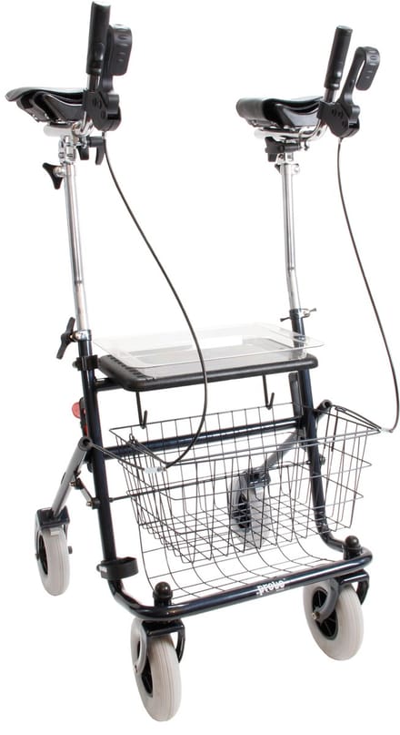 Premis - Lichtgewicht Rollator - Lager model - Onderarmschalen 28 cm - Inklapbaar - Metallic Zwart