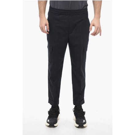 Lage taille REM cargobroek van een mix van scheerwol in blauw
