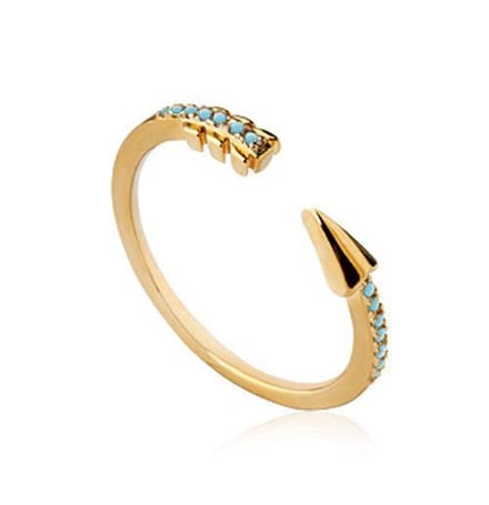 Amanto Ring Doris - 925 Zilver Verguld - Turkoois - Pijl - Maat 50-16mm