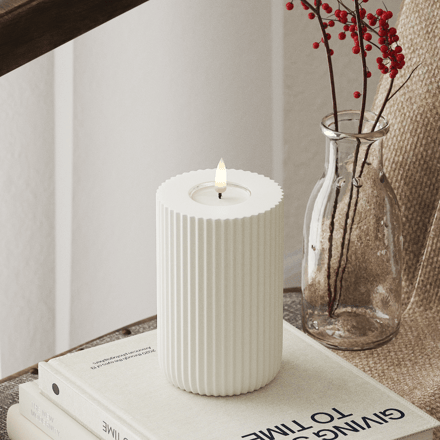 Deluxe Homeart Led Kaars Solid Stripe White 7,5 x 12,5 cm