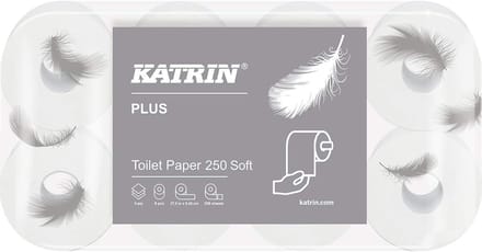 Katrin Katrin Plus-toiletpapier 3-laags, wc-papier, 8 rollen, zeer zacht, wit
