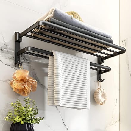 CLVP® Handdoekrek Badkamer - Handdoekhouder - Zwart
