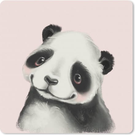 Muismat 20x20 cm - Mousepad Panda - Kinderen - Roze - Muismatten