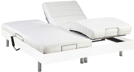 Vente-unique Bed met elektrische lattenbodem hout wit 2 x 90 x 200 cm