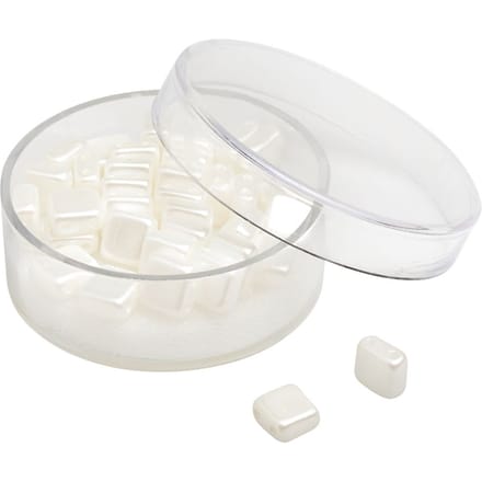 Glaskraal "Vierkant", 35 stuks - Wit