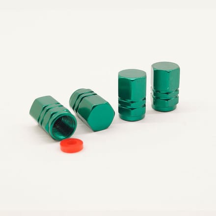 Schrader (auto) ventiel - Groen hexagon met afdichting ventieldop