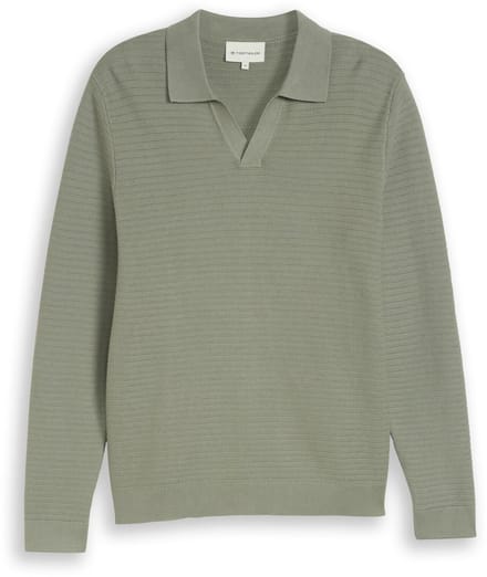 Tom Tailor - Gebreide trui met polokraag - Maat M - Greyish Shadow Olive