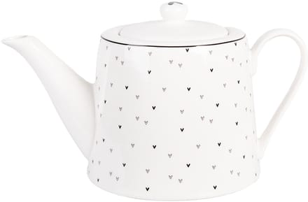 Clayre & Eef Theepot 1000 ml Wit Porselein Hartjes