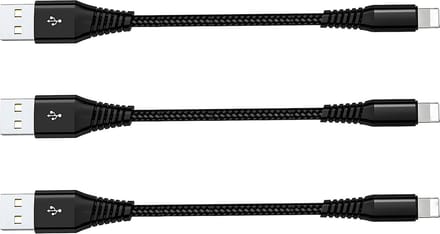 Phreeze Korte USB naar 8-Pin Kabel - 30cm - USB A - Geschikt voor iPhone en iPad - 3-Pack - Gevlochten - Extra Connectiviteit