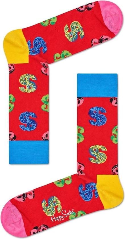 Happy Socks Andy Warhol Dollar Sokken - Rood - Maat 36-40