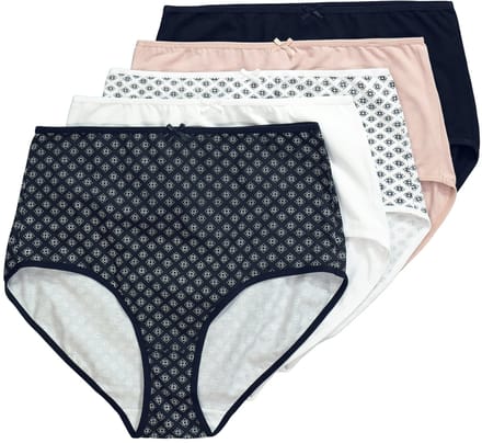 Ulla Popken - Dames - Maxi-slips set van 5 versieringen/effen - Zwart - Maat 42+