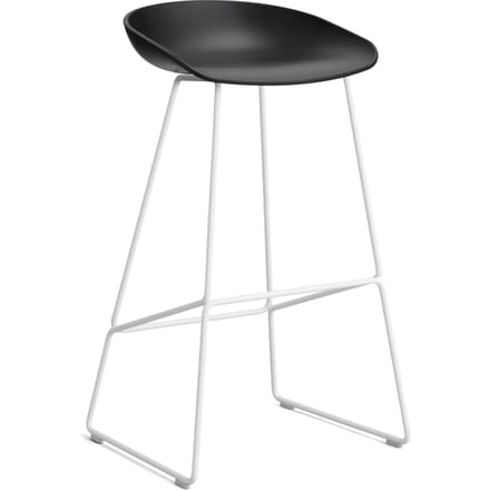 HAY About a Stool AAS 38 - black 2.0 - wit - Standaard glijders kunststof - Zithoogte 75 cm