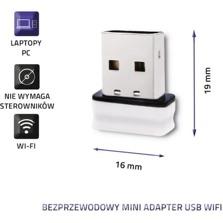 Qoltec externe netwerkkaart |   Mini USB Wi-Fi-adapter |   Standaard N |   USB 2.0 |   150 Mb/s |   2,4 GHz