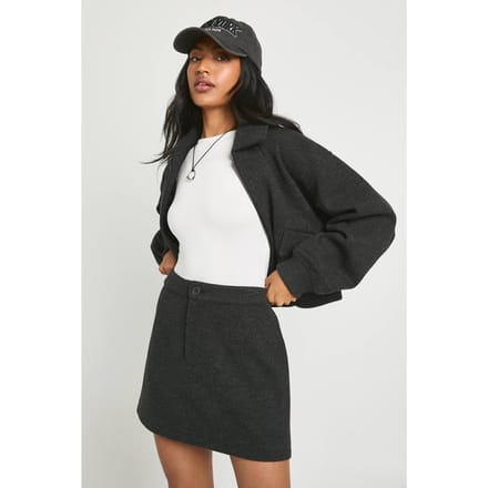 boohoo Dames Minirok in wollook | Grey | Maat: 8