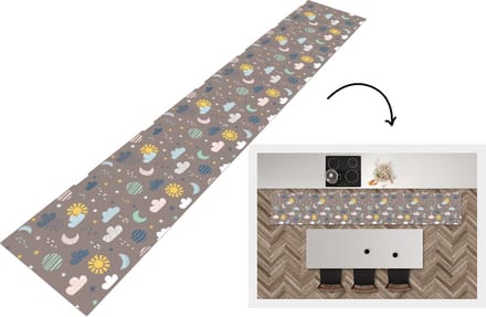 Keukenloper - Loper keuken - Wolken - Zon - Design - 300x50 cm - Keukenloper vinyl