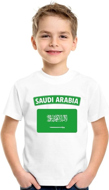 Saudi-Arabie t-shirt met Saudi Arabische vlag wit kinderen 122/128