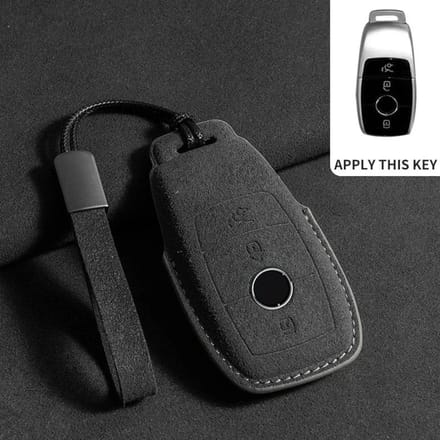 Étui Porte-Clés de Voiture en Cuir Pour Mercedes Benz Classe E W213 W205 E200 E260 E300 E320 Amg Cla Coque de Télécommande en Daim gray