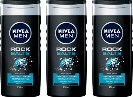 3x Nivea Men Rock Salts Douchegel 250 ml