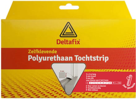 Deltafix Tochtstrip - tochtwering - wit - zelfklevend - universeel - 6 m x 9 mm x 9 mm